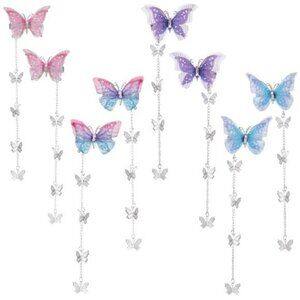 Butterfly tassel hair clips set crystal alligator barrettes wedding prom party
